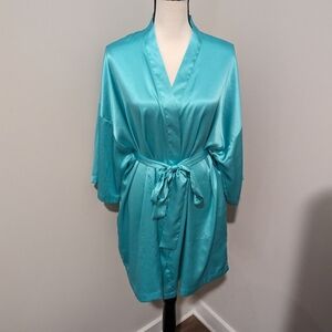 Victoria's secret green satin robe kimono one size